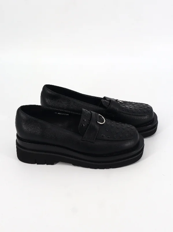 Men's Textured Leather Slip On Shoes,Black