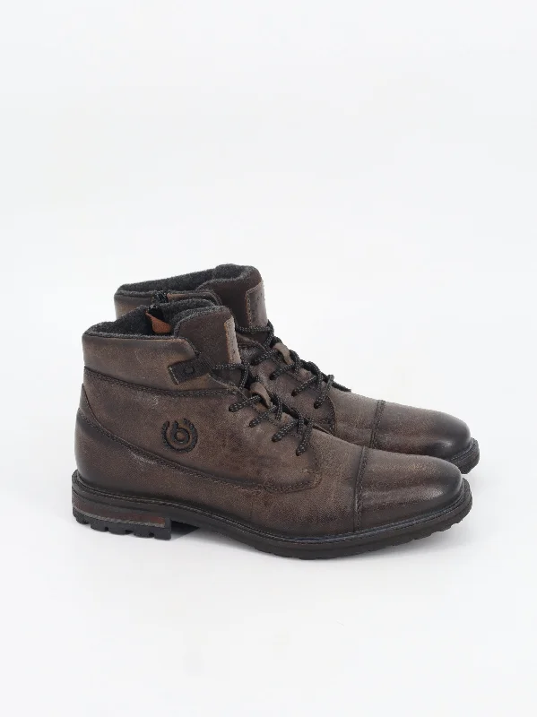 Men's Leather Ankle Boots,Dark Brown