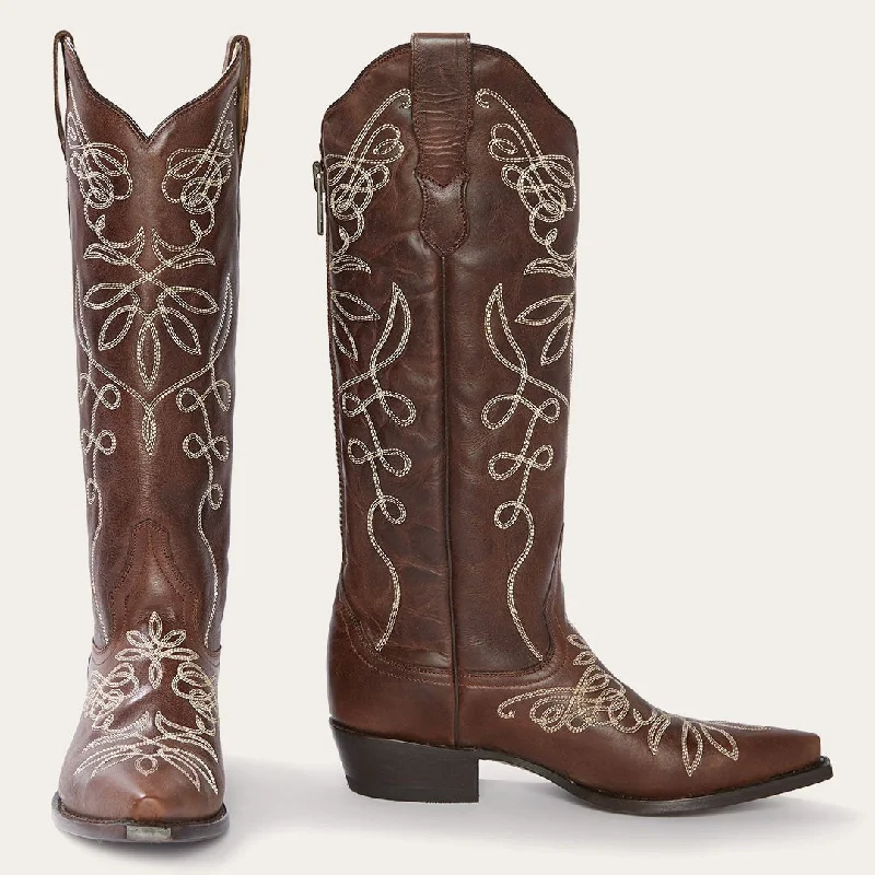 Adeline Burnished Brown Back Zip Cowboy Boot