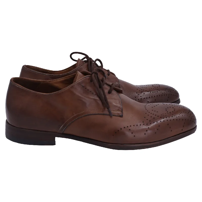 Alexander Mcqueen Brown Skull Brogues Oxford in Brown Leather