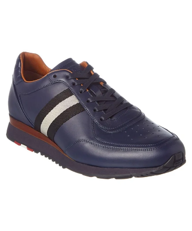 Bally Aston Men's 6205289 Dark Navy Leather Sneakers