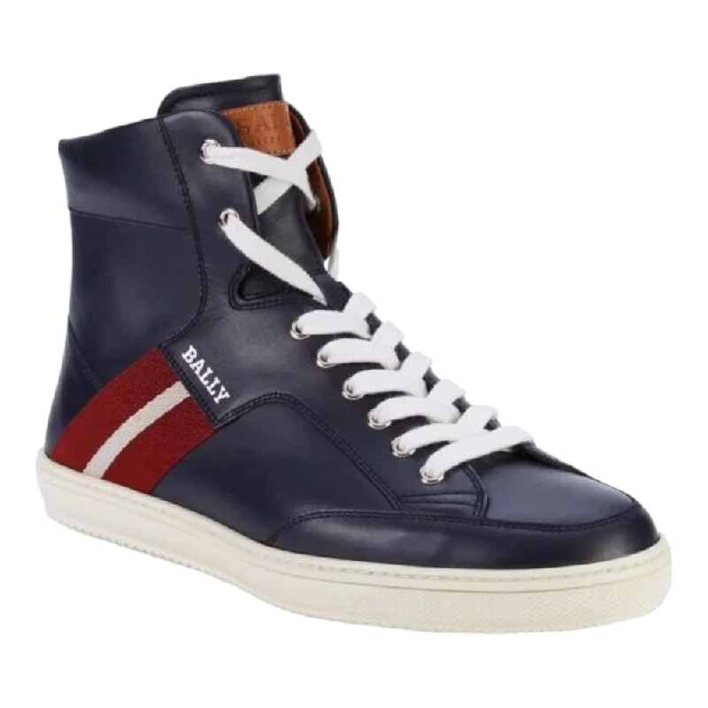 Bally Oldani Men's 6240310 Navy High-Top Leather Sneakers