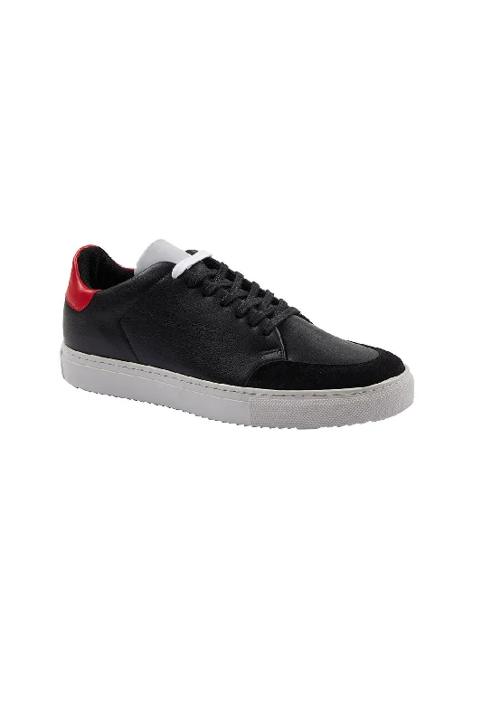 Black Lace-Up Leather Sneakers, Black