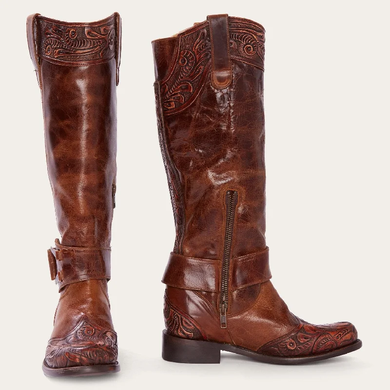 Burnished Cognac Paisley Side Zip Cowboy Boot