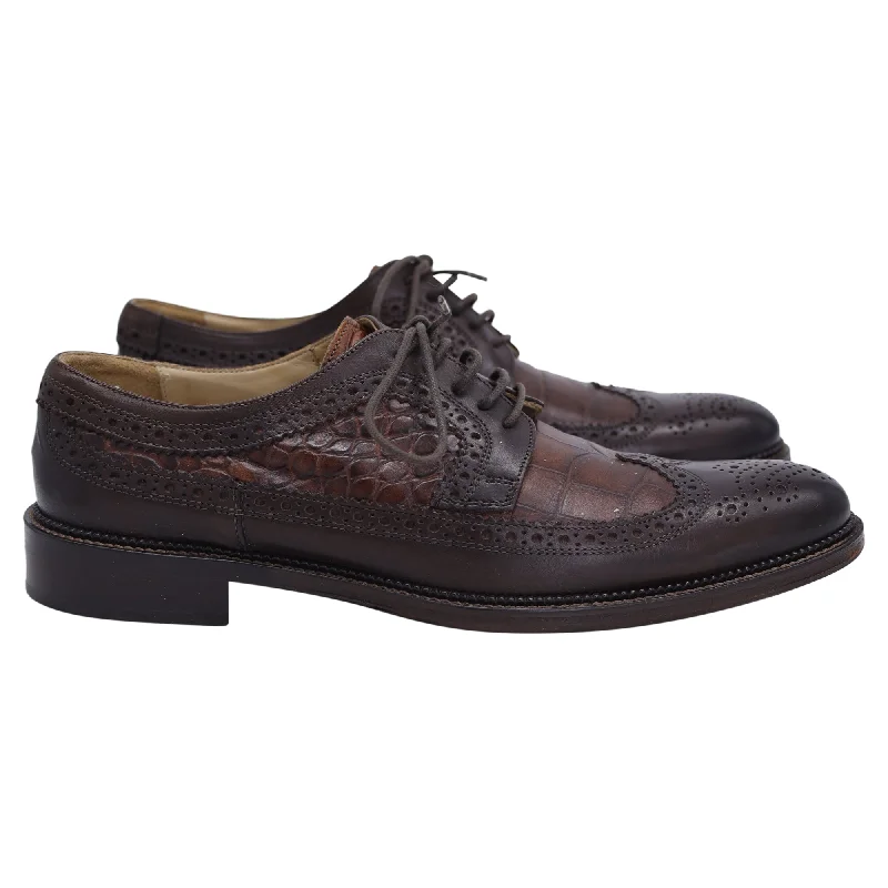 D&G Dolce & Gabbana Textured Oxfords in Brown Leather