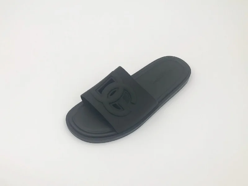 Dolce & Gabbana Black Tonal Cutout Logo Pool Slides