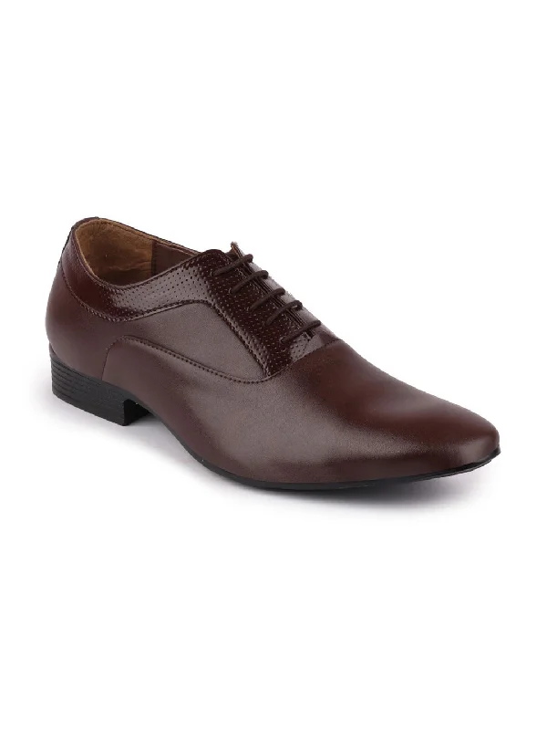 Men Brown Formal Lace-Up Oxford Shoes