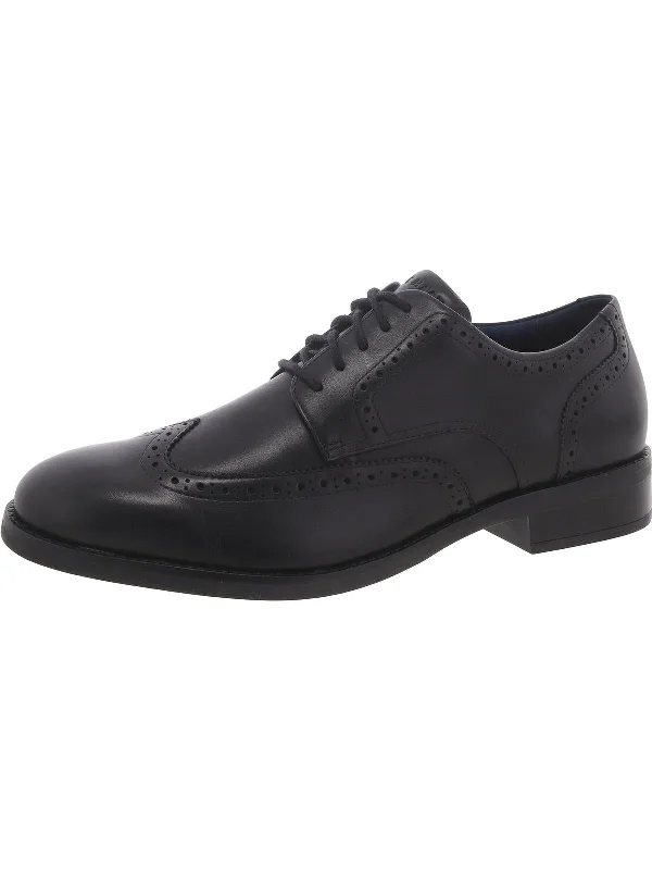 Grand Dress Wingtip Mens Faux Leather Lace-Up Oxfords