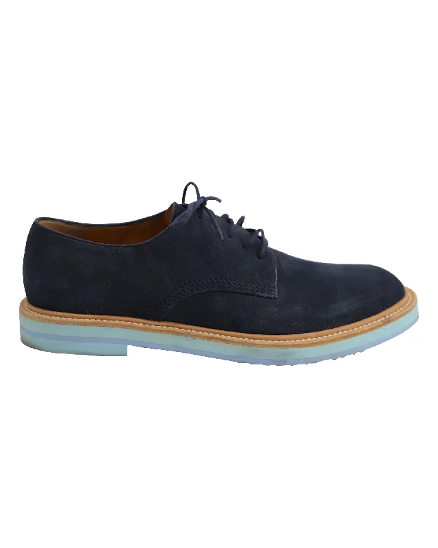 Gucci Lace Up Derby Shoes in Navy Blue Suede