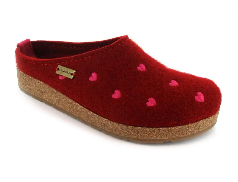 HAFLINGER Felt Clogs with Hearts GZ Cuoricino