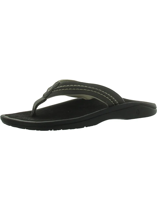 Hokua Mens Faux Leather Slip-On Thong Sandals