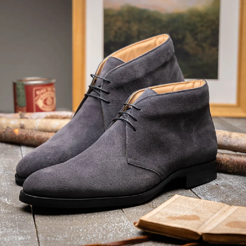 Marco Italian Sueded Calfskin Chukka Boot in Grey by Zelli Italia