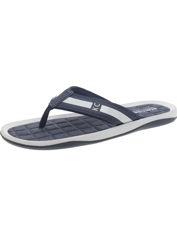 Mens Faux Leather Thong Flip-Flops