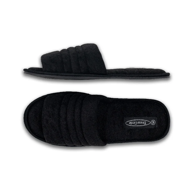 Men's Open Toe Velour Slippers