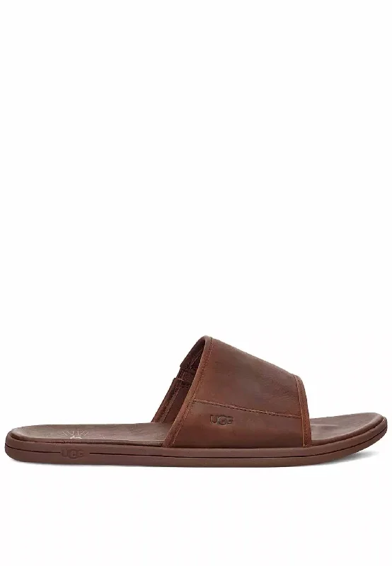 Men's Seaside Slide Sandal In Luggage Leather