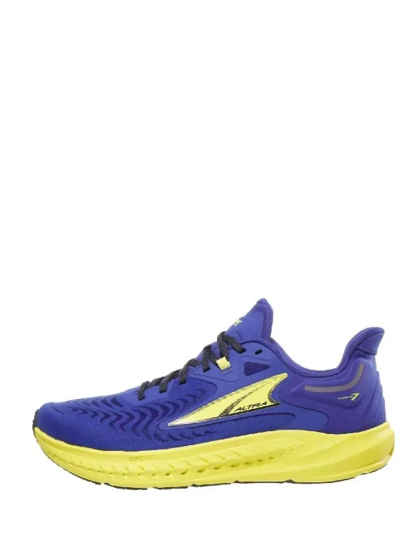 Men's Torin 7 Running Shoes In Blue/yellow Metallic - Finish Shoe Look  