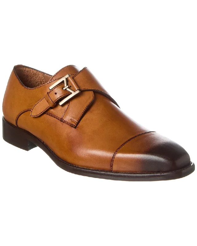 Mezlan Captoe Leather Monk Strap