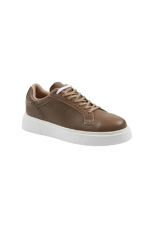 Mink Lace-Up Leather Sneakers