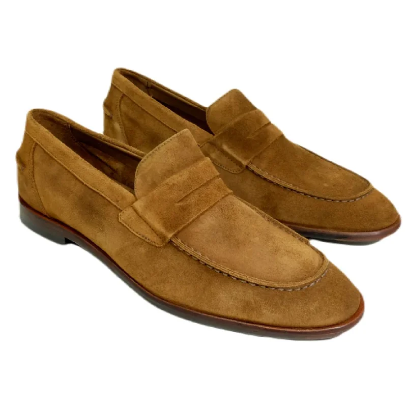 Naples Modern Suede Penny Loafer in Bourbon by Alan Payne Footwear