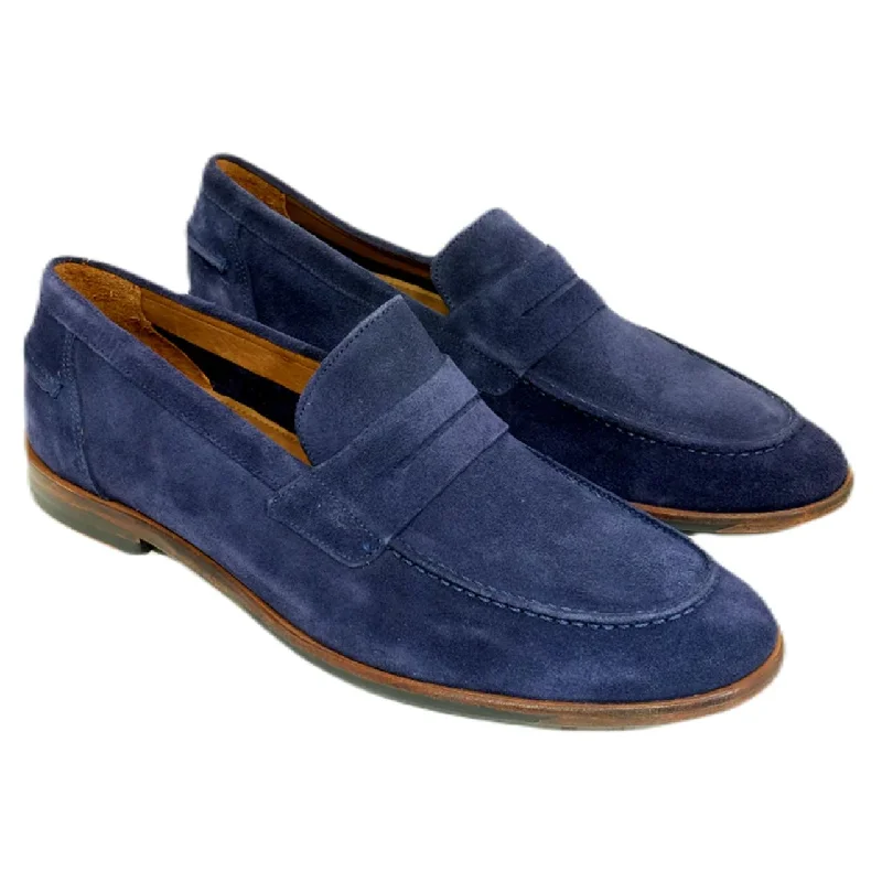 Naples Modern Suede Penny Loafer in Navy by Alan Payne Footwear