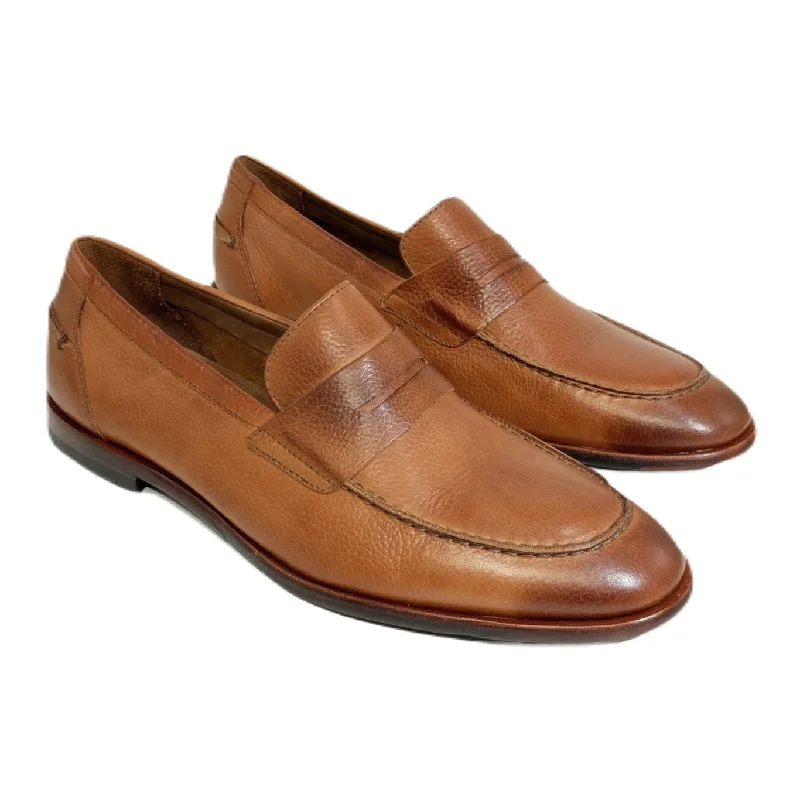 Naples Tumbled Leather Modern Penny Slip-On in Mahogany (Size 13) by Alan Payne Footwear