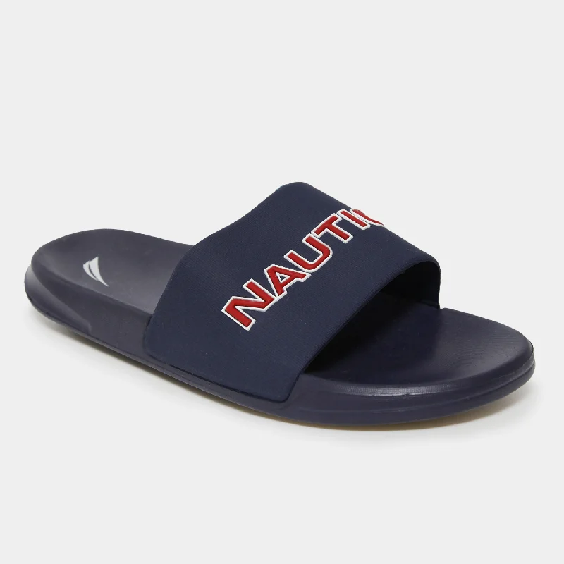 Nautica Mens Logo Embossed Slide Sandals