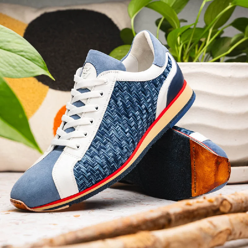 Ripi Hand Woven Italian Calfskin Sneaker in Blue by Zelli Italia