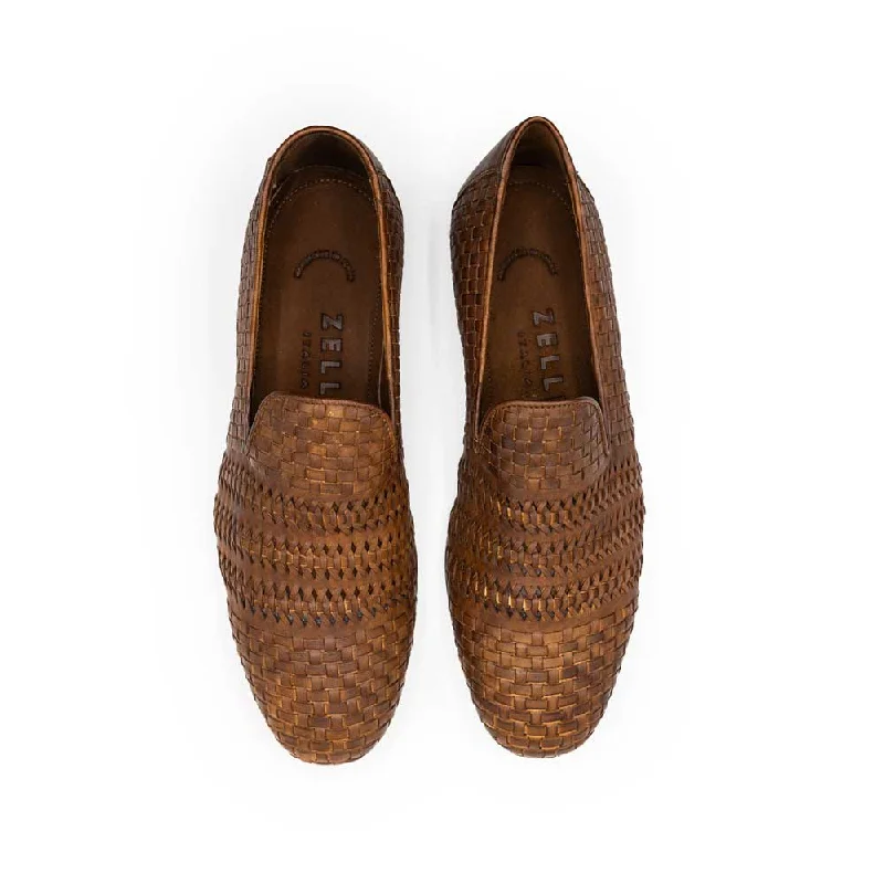 Tess Handwoven Italian Calfskin Loafer in Brown by Zelli Italia