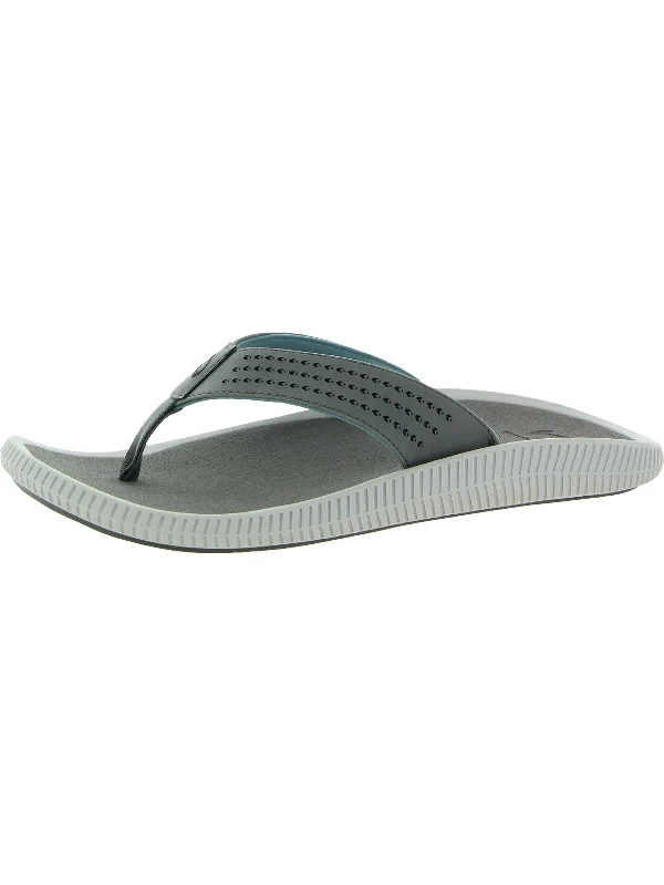 Ulele Mens Faux Leather Flip-Flops