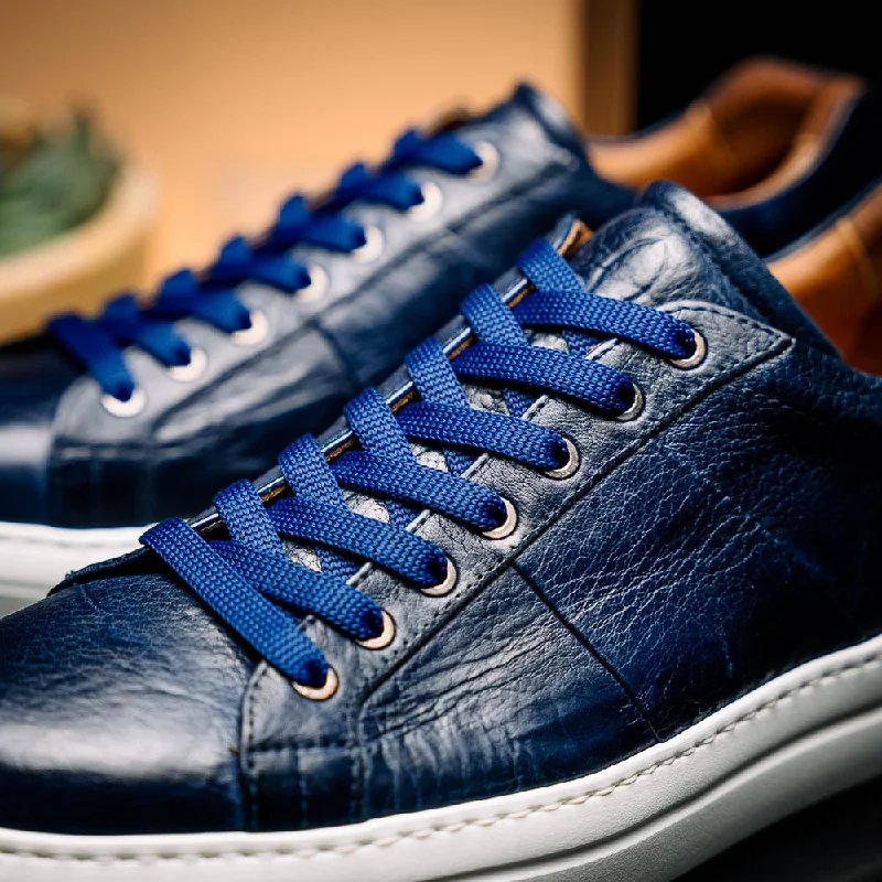 Vivo Tumbled Italian Calfskin Sneaker in Navy by Zelli Italia