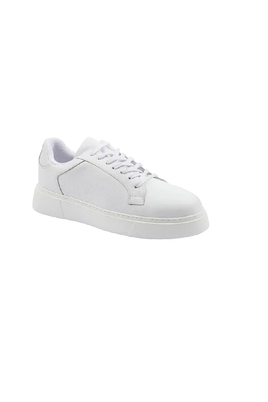 White Lace-Up Leather Sneakers