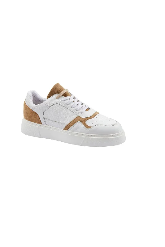 White Lace-Up Leather Sneakers, White